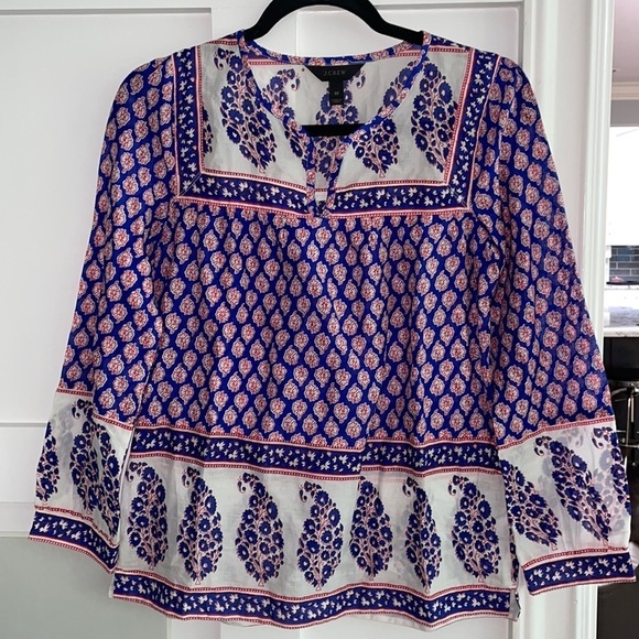 J Crew Block Print Blouse - Picture 3 of 10